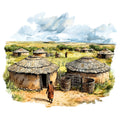 Watercolor Africa Fabric Panel 24
