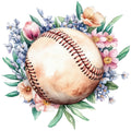 Watercolor Baseball Fabric Panel 10