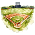 Watercolor Baseball Fabric Panel 16