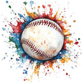 Watercolor Baseball Fabric Panel 9