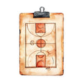 Watercolor Basketball Fabric Panel 2