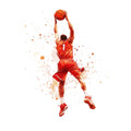 Watercolor Basketball Fabric Panel 5
