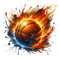 Watercolor Basketball and Splash Fabric Panel 10