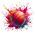 Watercolor Basketball and Splash Fabric Panel 12