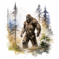 Watercolor Bigfoot Fabric Panel 10