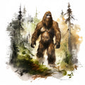 Watercolor Bigfoot Fabric Panel 4