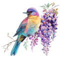 Watercolor Birds on a Branch Fabric Fabric Panel 2