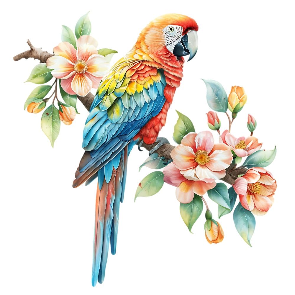 Watercolor Birds on a Branch Fabric Fabric Panel 34