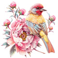 Watercolor Birds on a Branch Fabric Fabric Panel 4