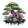 Watercolor Bonsai Tree Fabric Panel 6