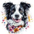 Watercolor Border Collie Fabric Panel 13