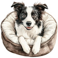 Watercolor Border Collie Fabric Panel 4