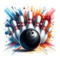 Watercolor Bowling Fabric Panel 2