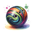 Watercolor Bowling Fabric Panel 8
