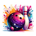 Watercolor Bowling Fabric Panel 9