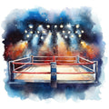 Watercolor Boxing Fabric Panel 12