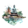 Watercolor Buddha Fabric Panel 20