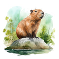Watercolor Capybaras Fabric Panel 4