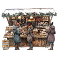 Watercolor Christmas Scene Fabric Panel 21