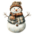 Watercolor Christmas Snowman Fabric Panel 17