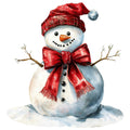 Watercolor Christmas Snowman Fabric Panel 19