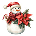 Watercolor Christmas Snowman Fabric Panel 20