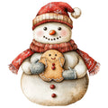 Watercolor Christmas Snowman Fabric Panel 24