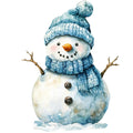 Watercolor Christmas Snowman Fabric Panel 3