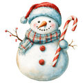 Watercolor Christmas Snowman Fabric Panel 9