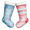 Watercolor Christmas Stockings Fabric Panel 12