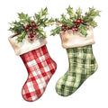 Watercolor Christmas Stockings Fabric Panel 15