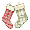 Watercolor Christmas Stockings Fabric Panel 16
