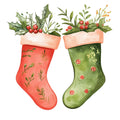 Watercolor Christmas Stockings Fabric Panel 17