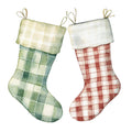 Watercolor Christmas Stockings Fabric Panel 6