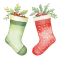 Watercolor Christmas Stockings Fabric Panel 8