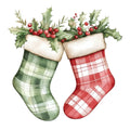 Watercolor Christmas Stockings Fabric Panel 9