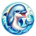 Watercolor Cute Dolphin Fabric Panel 2