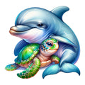 Watercolor Cute Dolphin Fabric Panel 6