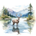 Watercolor Deer Fabric Panel 4