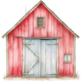 Watercolor Farm Fabric Panel 28