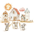 Watercolor Farm Fabric Panel 3