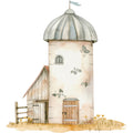Watercolor Farm Fabric Panel 38