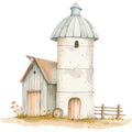 Watercolor Farm Fabric Panel 39