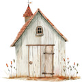 Watercolor Farm Fabric Panel 7
