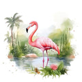 Watercolor Flamingos Fabric Panel 2