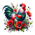 Watercolor Floral Chicken Fabric Panel 10
