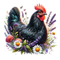 Watercolor Floral Chicken Fabric Panel 11