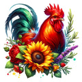 Watercolor Floral Chicken Fabric Panel 12