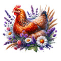 Watercolor Floral Chicken Fabric Panel 8