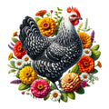 Watercolor Floral Chicken Fabric Panel 9